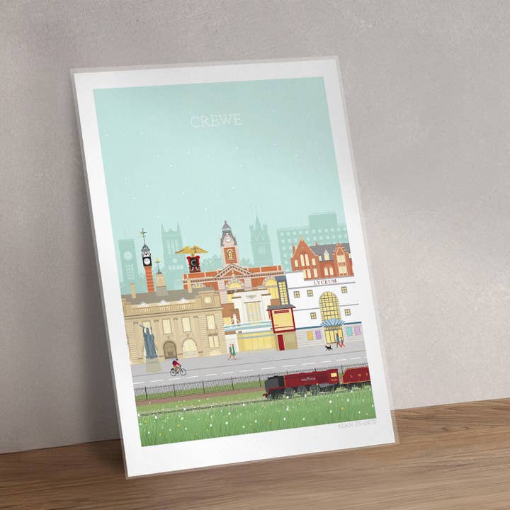 Crewe Art Print for wholesale by Adam Francis Illustrator