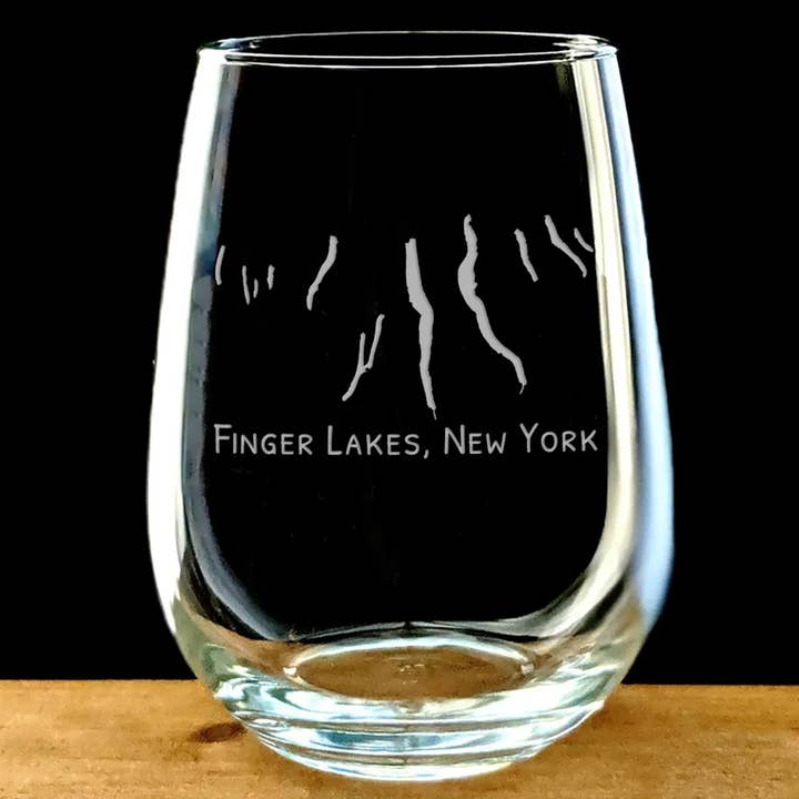 Finger Lakes Wine Glass for wholesale by GrayFoxTradingCo