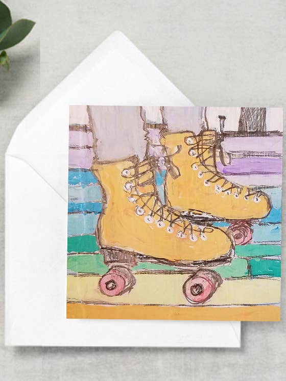 Gift Enclosure Card: Roller Skates for wholesale by Blueberry Road Cards
