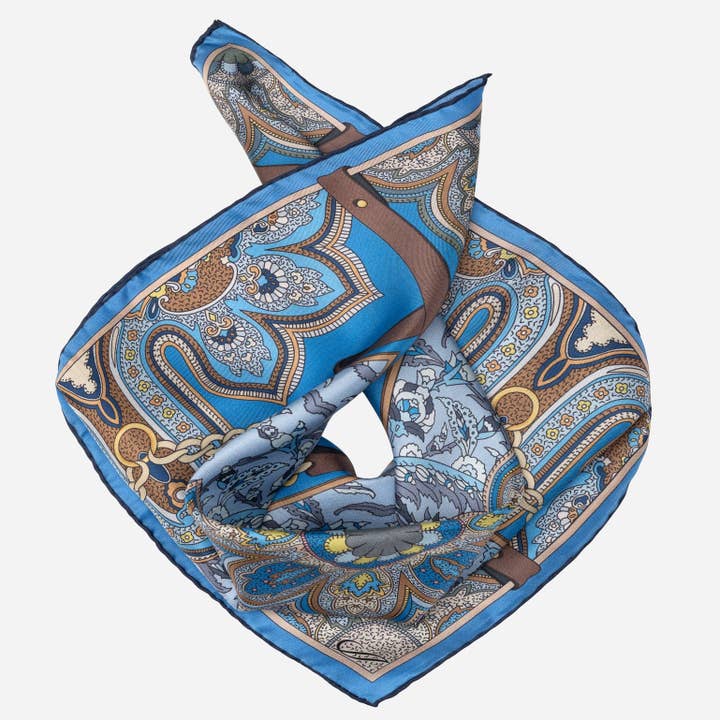 Francesca - Silk Bandana - Ocean Blue for wholesale by Elizabetta Made in Italy USA