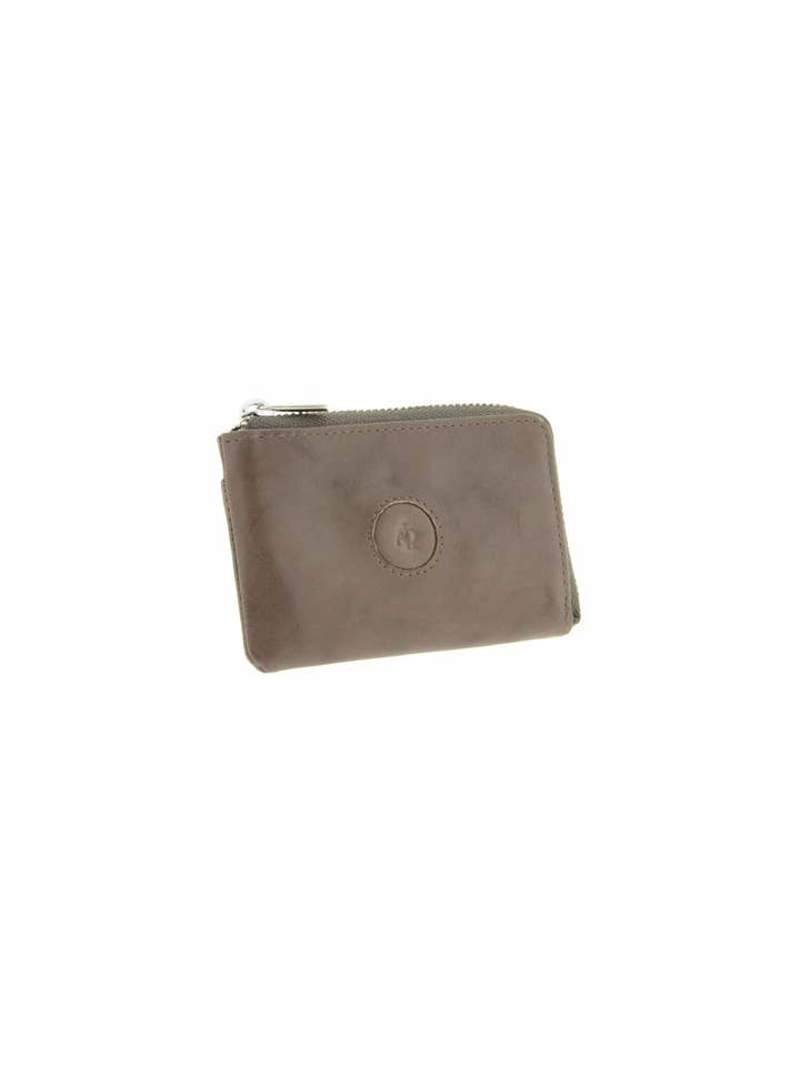 Wallet-Keychain-Cardholder in Grey Leather for wholesale by Adapell