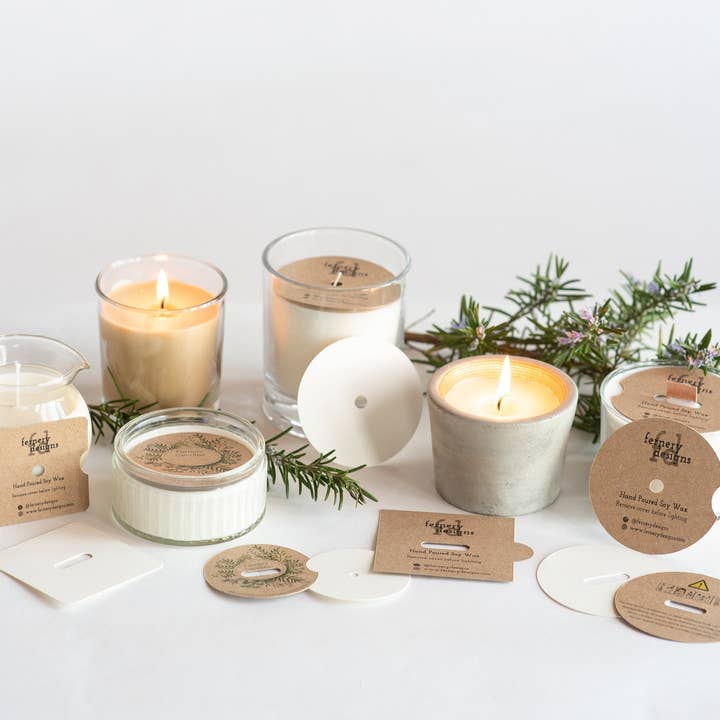 Fernery Designs - Vente Bougeoirs - Capuchon anti-poussière pour bougie - Motif texte uniquement, carte Kraft5