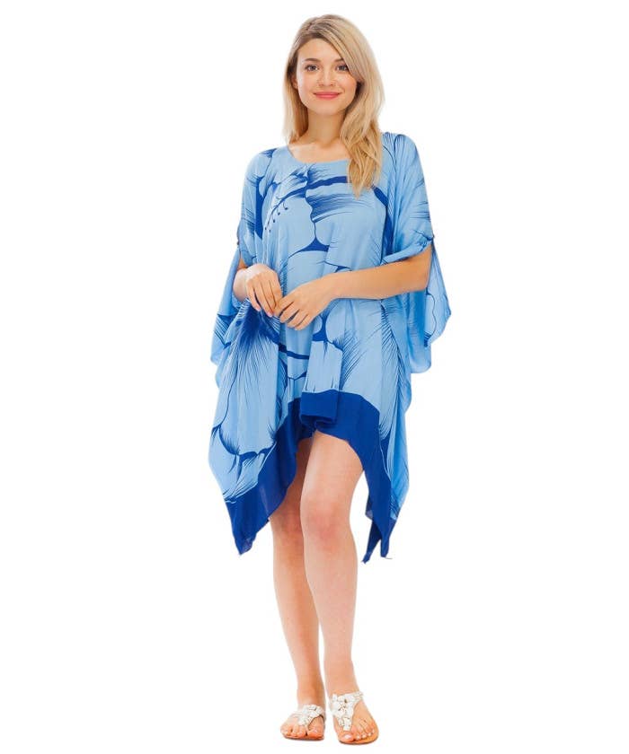DK Hawaii - Wholesale Dress - Women's - Poncho Dress With Large Hibiscus Flower8