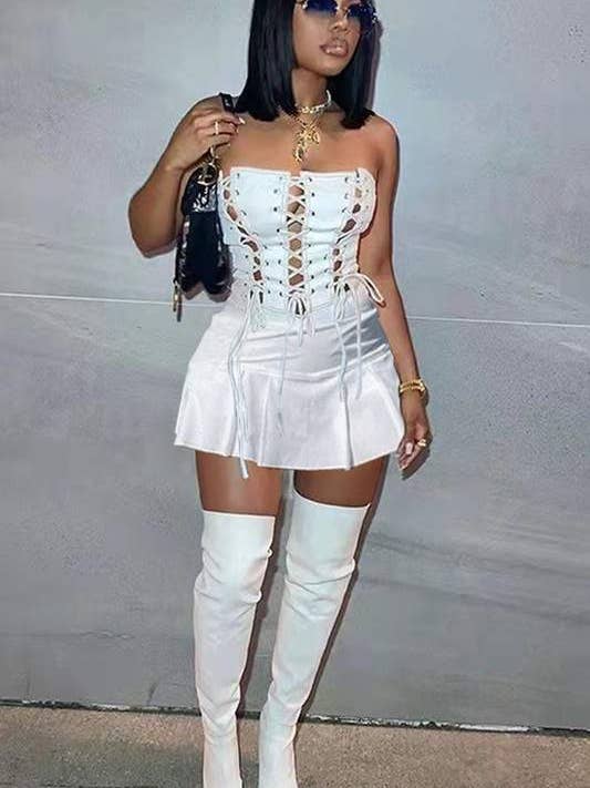 lace up hollowed out dress for wholesale by Flarix