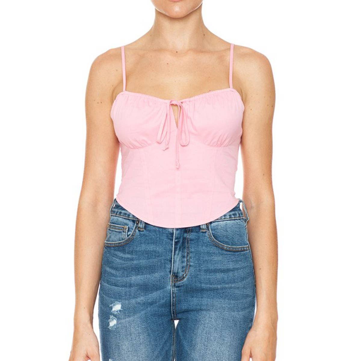 UP CLOTHING - Wholesale Tank Top - Women's - PEASANT HANKERCHIEF HEM SMOCKED CAMI TOP5