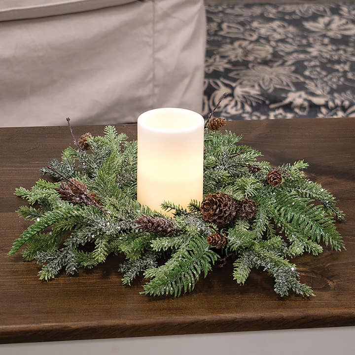 Col House Designs - Wholesale Candle Holder - Glittering Millwood Pine Candle Ring - 4.5"