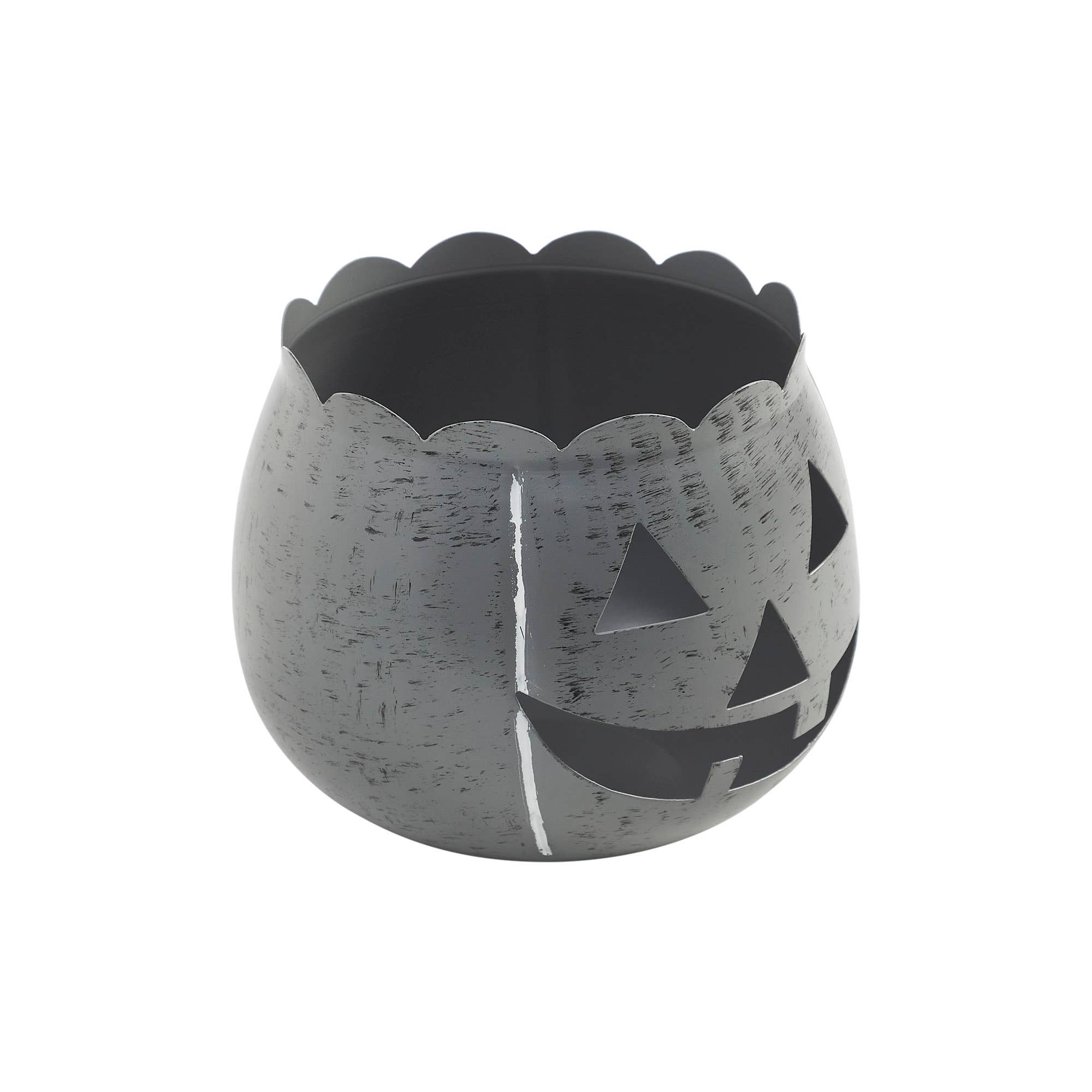 VHC Brands - Vente Bougeoirs - Porte-bougie citrouille d'Halloween gris antique décor de table d'automne saisonnier 15,88x19,05x19,05 cm5