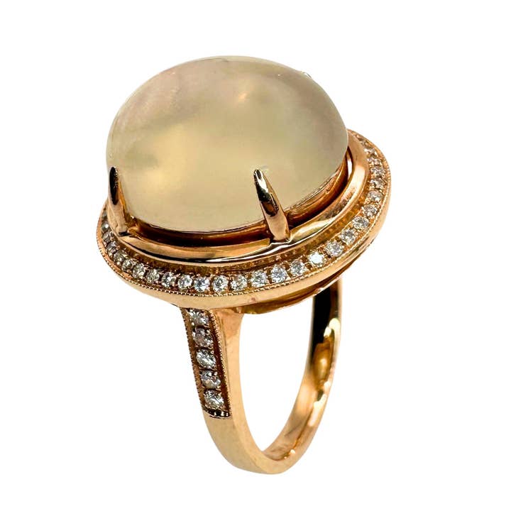 Anello con diamante 18k e pietra di luna per la vendita all'ingrosso da parte di Rex Parsa Jewelry