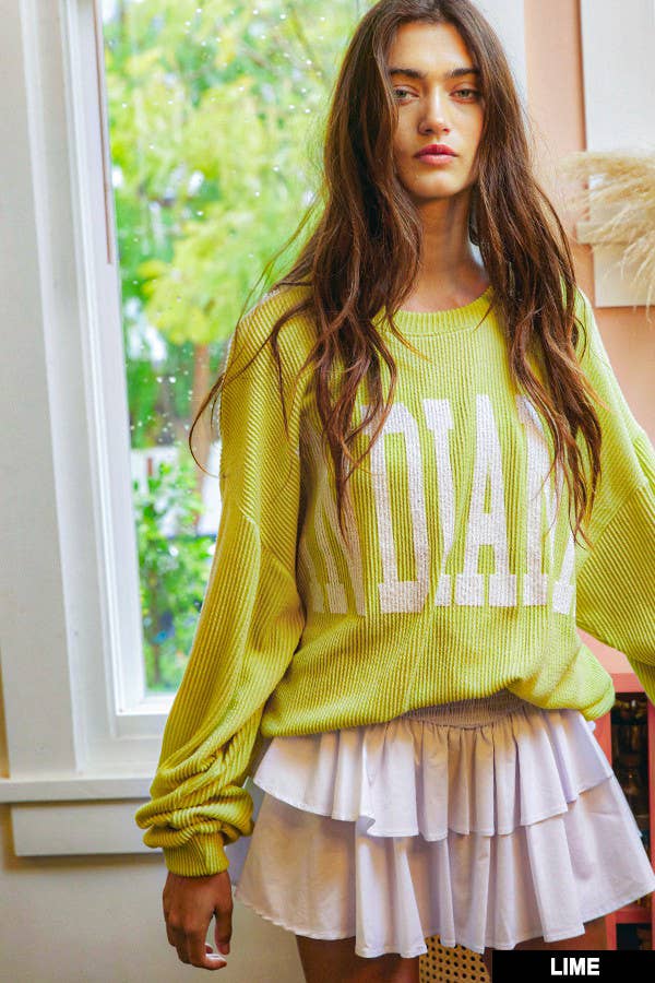 BUCKETLIST INC - Wholesale Graphic Sweatshirt - Women's - T1770I -'INDIANA' Comfy Oversize Graphic Sweatshirt, Gameday1