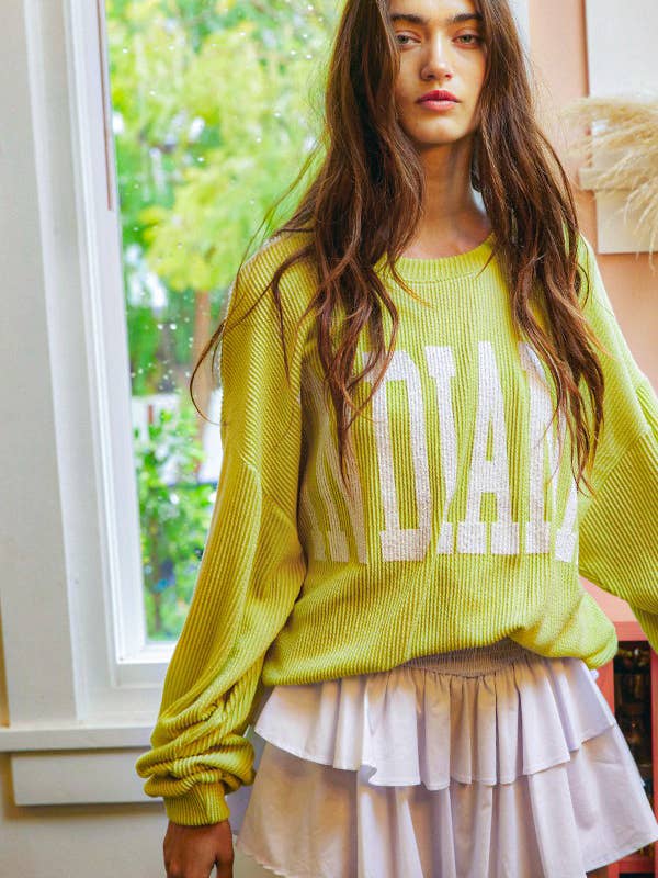 BUCKETLIST INC - Wholesale Graphic Sweatshirt - Women's - T1770I -'INDIANA' Comfy Oversize Graphic Sweatshirt, Gameday1