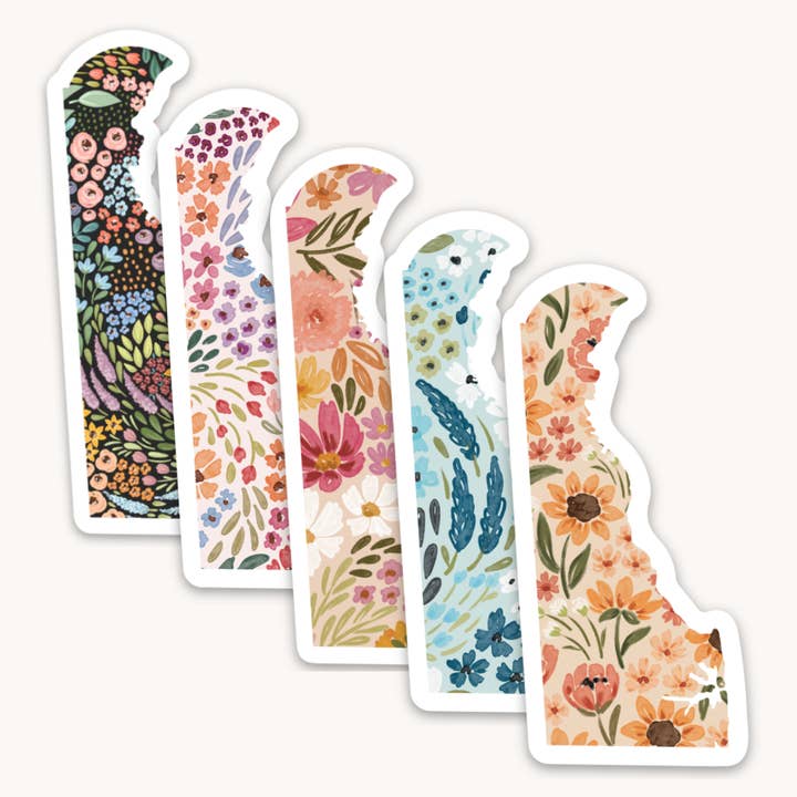 Delaware Floral State Sticker, 3x3 i. for engroshandel hos Elyse Breanne Design