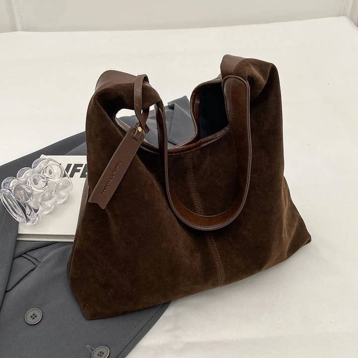 BBTOHOUSE - Wholesale Shoulder Bag - Women's - Women Suede Hobo Bag Vintage Shoulder Bag Autumn Winter Handbag Solid Color Large Capacity Shopping Bags Purse for Ladies Totes