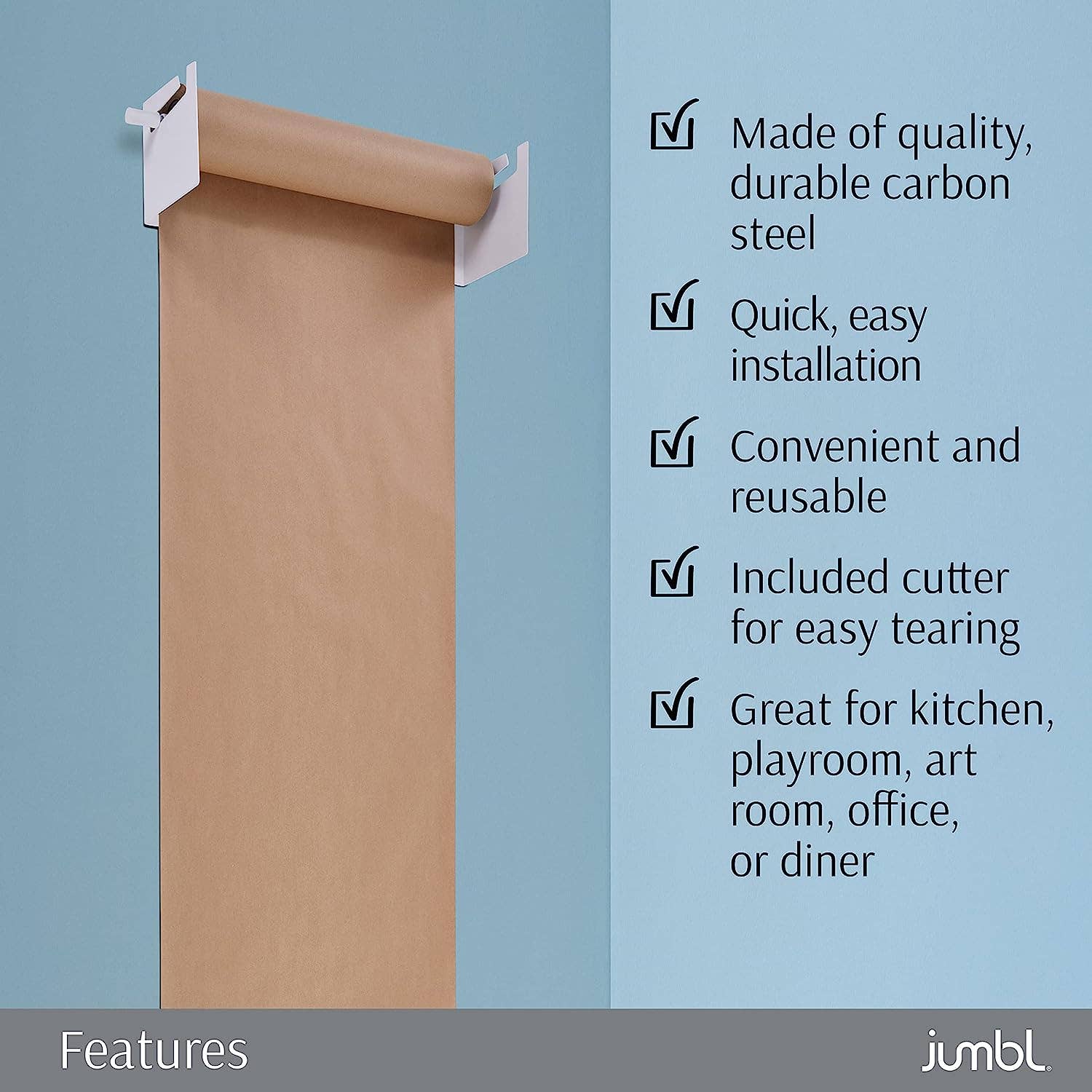 Jumbl – wholesale Paper towels – Wall Mounted Kraft Paper Dispenser with Cutter (White)9