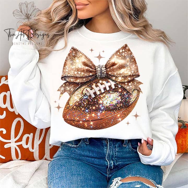 Sudadera de fútbol con purpurina, regalo para mamá de fútbol, temporada de otoño para venta al por mayor de Dm Crafting