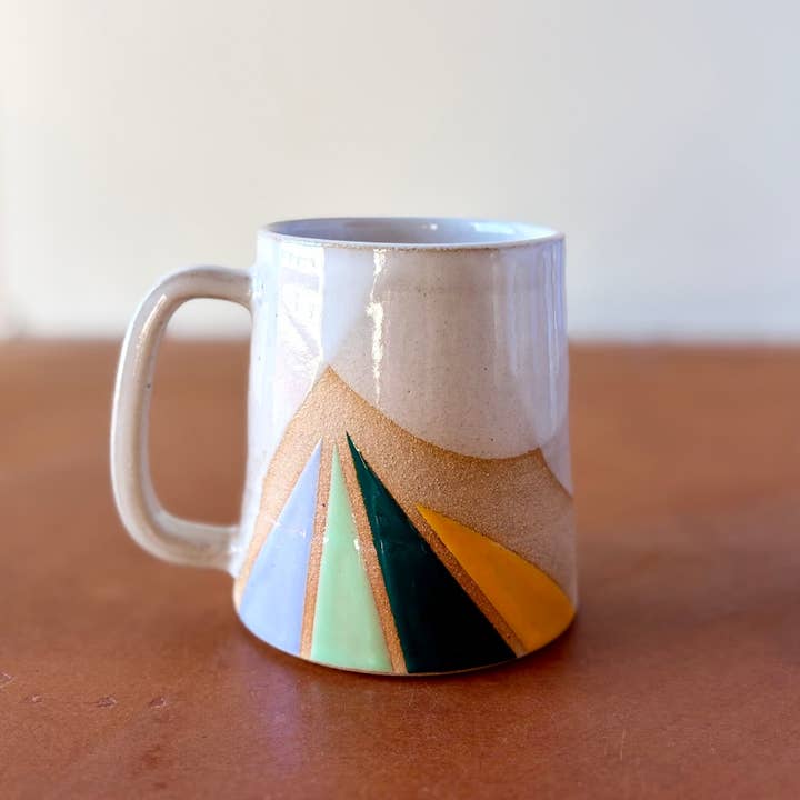 ROB Ceramics - Venta al por mayor Taza - Taza geométrica de cerámica hecha a mano con triángulos12