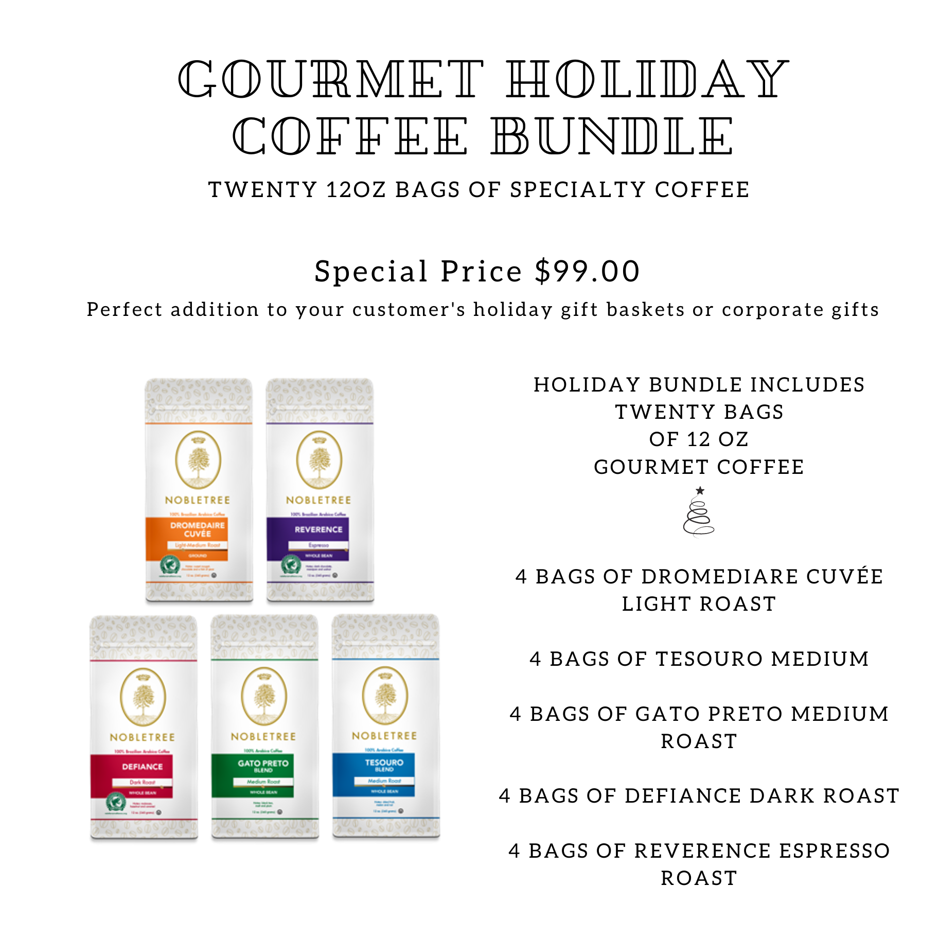 Nobletree Coffee - Wholesale Coffee Beans - 2022 Gourmet Holiday Coffee Bundle (20 Bags) Whole Beans2