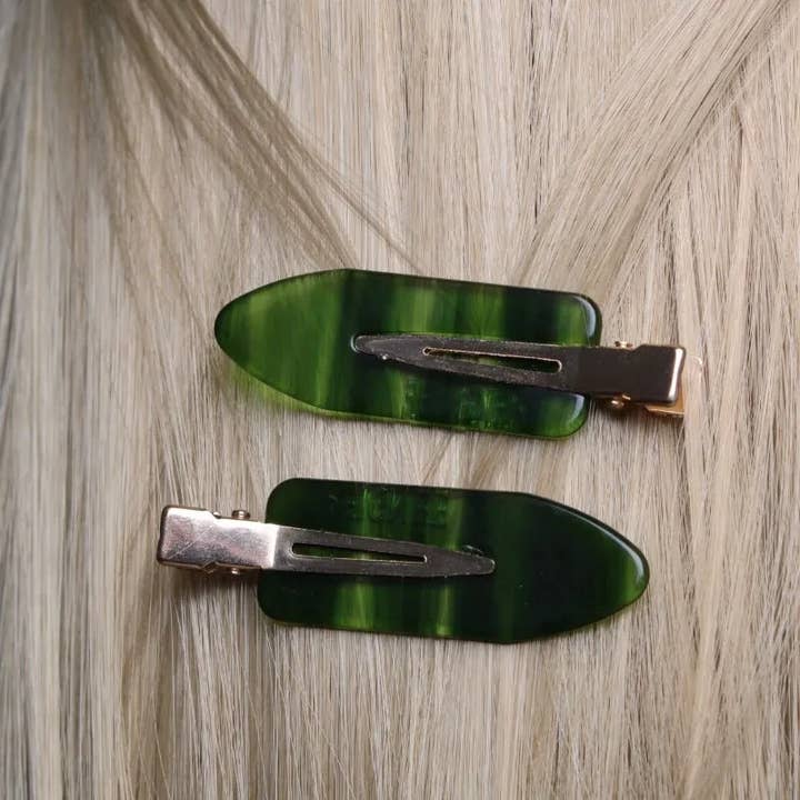 Peignee Paris - Wholesale Hair Clip - Women's - Emerald hair clips (pair)