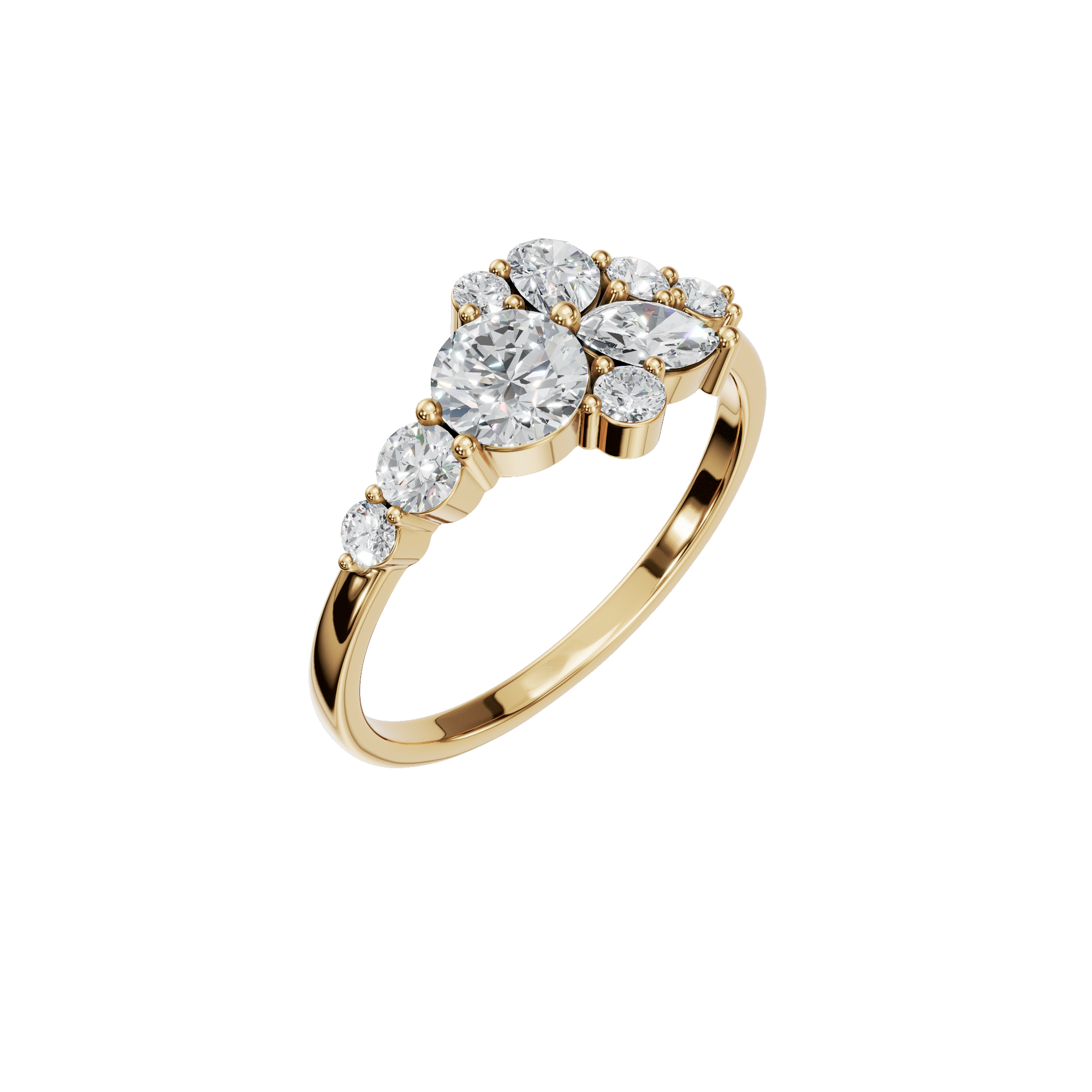 PureYou Jewelry – wholesale Ring med flera stenar – 14K Guld Diamantklusterring, Stapelbar Ring, Vigselring7