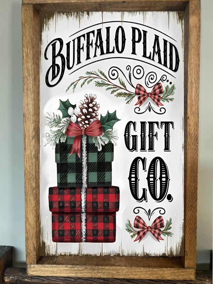 Buffalo Plaid Farmhouse Sign for wholesale by Stir Crazy Signs