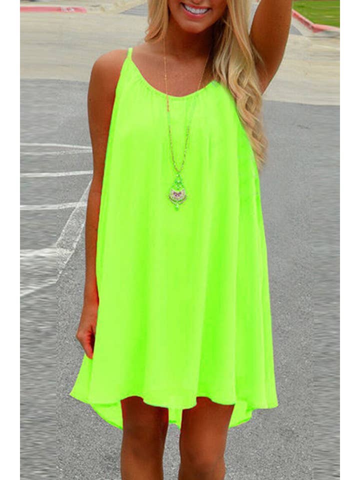 Fluorescent Color Mesh Panelling Backless Dress DRSW079 for wholesale by UNISHE