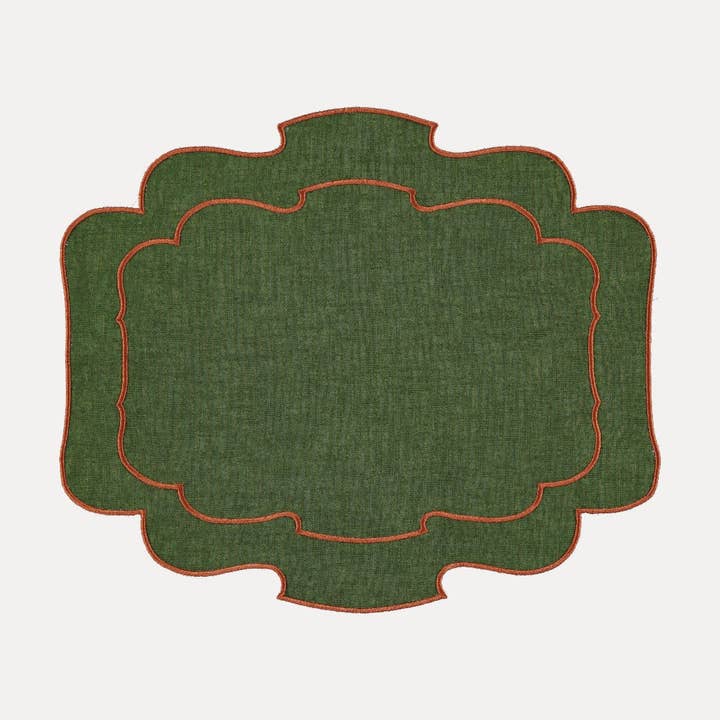 Mariaida Home - Wholesale Placemat - Belmonte Individual, Green with Terracotta1