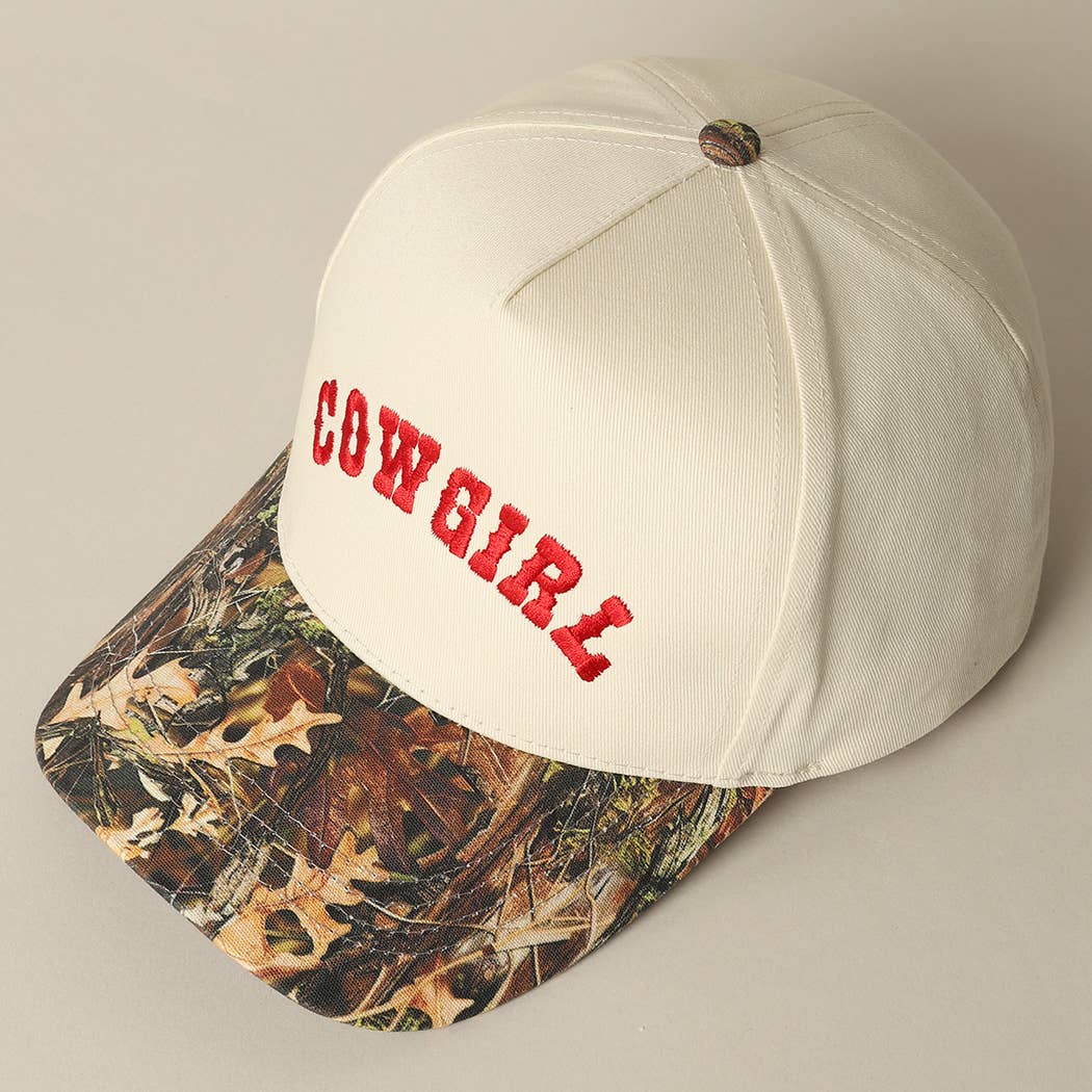 Fashion City - Wholesale Trucker Hat - Unisex - COWGIRL Lettering Embroidery Camo Two-Tone Cap10