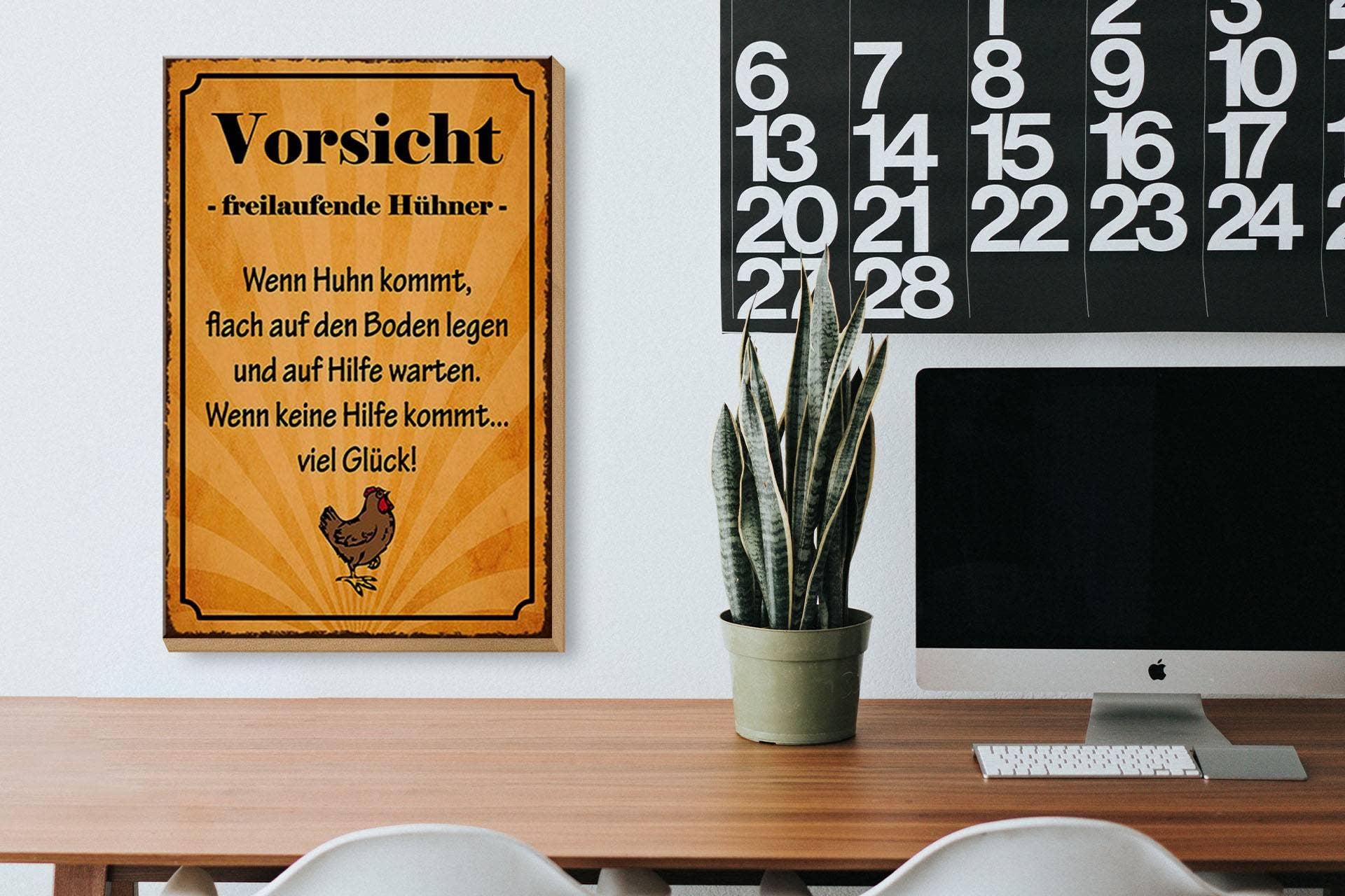 Femer – Großhandel Schilder – Holzschild Spruch 20x30 cm Vorsicht freilaufende Hühner Deko Schild wooden sign3
