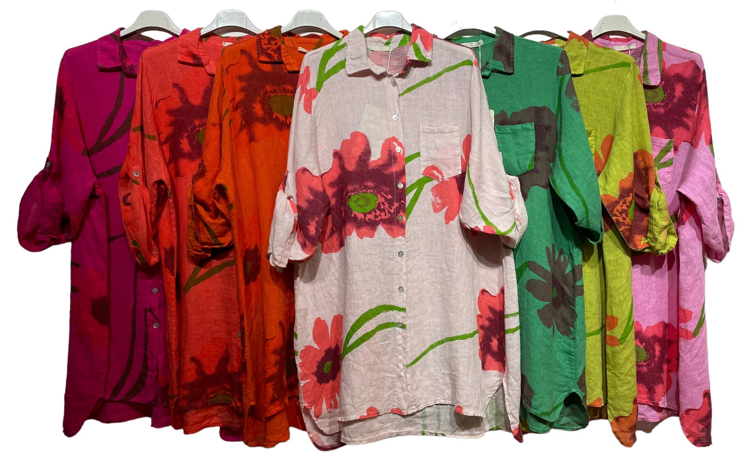 LINEN & COTTON HOUSE - Wholesale Button Down Shirt - Women's - 46102 FLORAL LINEN SHIRT1