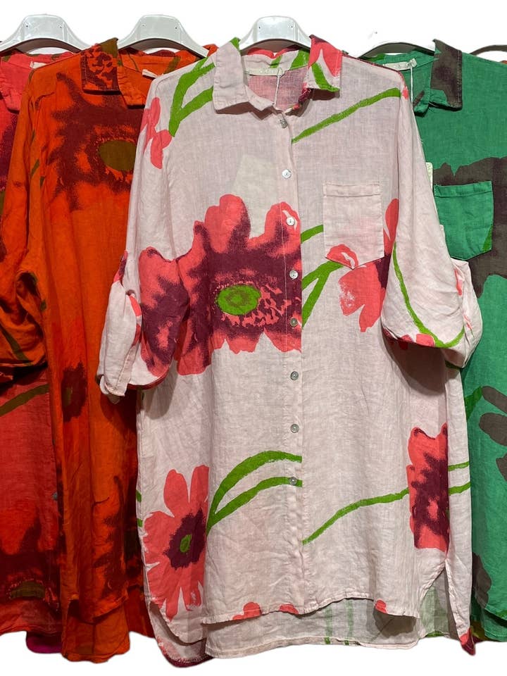 LINEN & COTTON HOUSE - Wholesale Buttoned-down shirt – Women's - 46102 FLORAL LINEN SHIRT1
