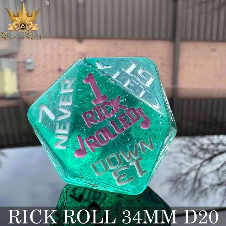 DNDDICE.COM - Wholesale Dice - Rick Rolled - 34mm D201