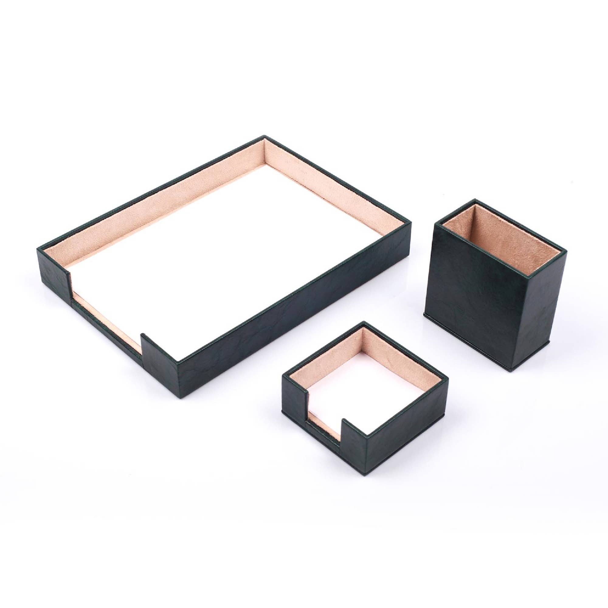 MOOG LLC - Vendita all'ingrosso Organizer da scrivania - Set da scrivania in pelle MOOG - 3 accessori - Organizer da scrivania - 3 pezzi3