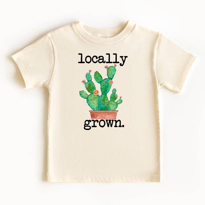 Camiseta de color natural con cactus cultivados localmente para niños pequeños para venta al por mayor de Love You a Latte Shop