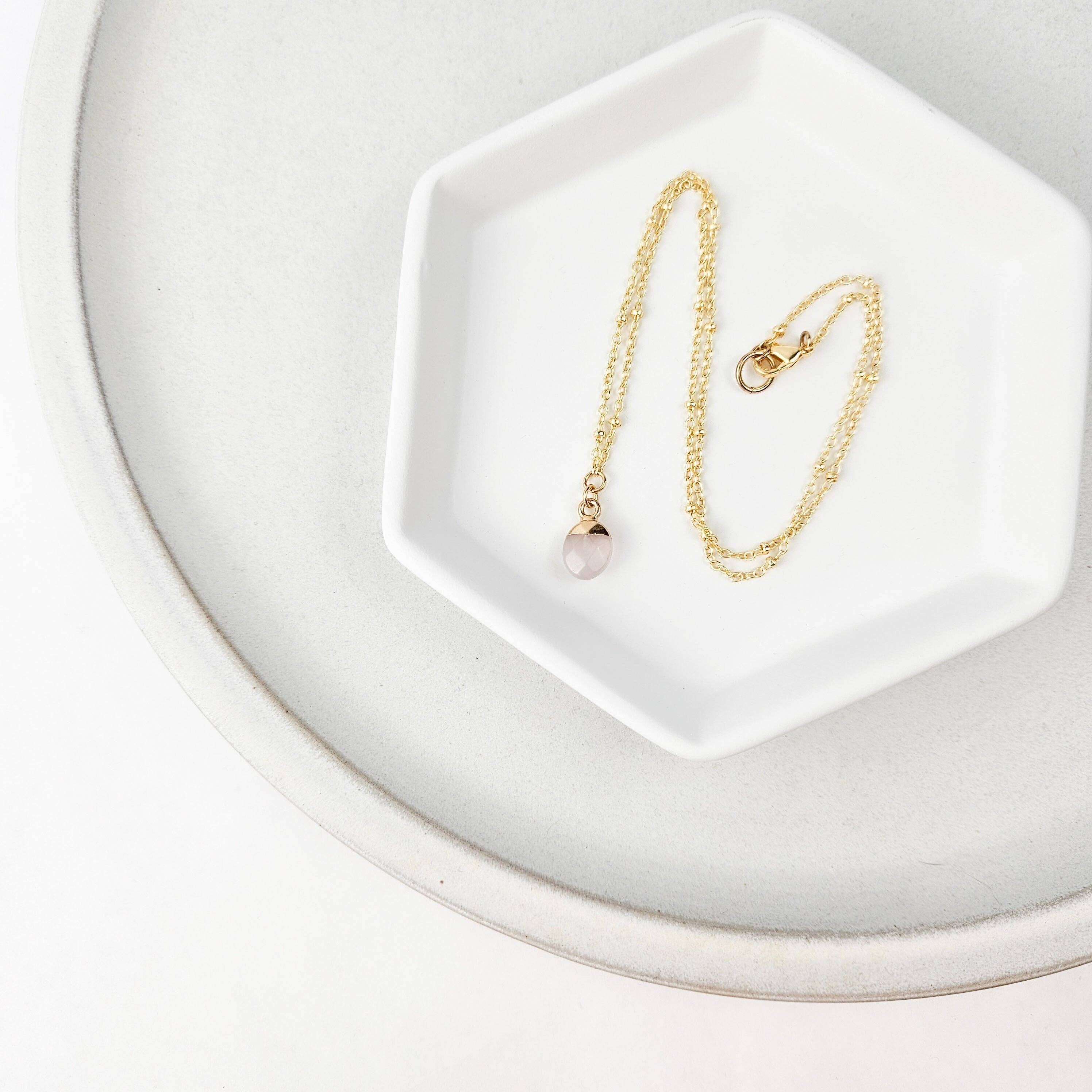 The Curated Carrot - Wholesale Pendant/Charm Necklace - Dainty Rose Quartz Gemstone Necklace7