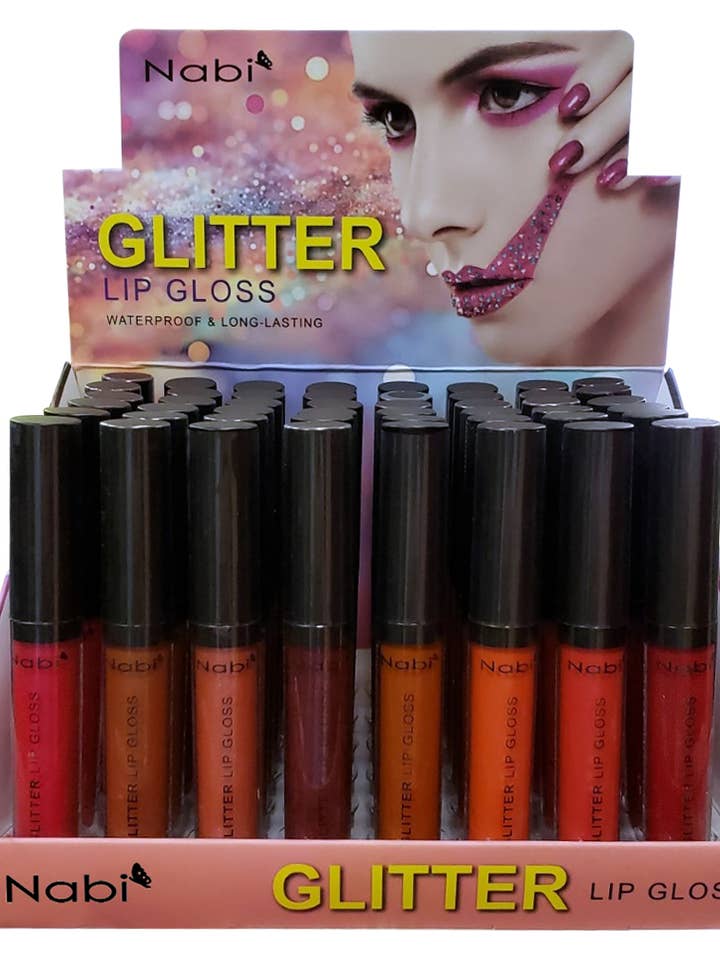48PCS GLITTER LIPGLOSS DISPLAY SET (GLG-48) for wholesale by Nabi Cosmetic