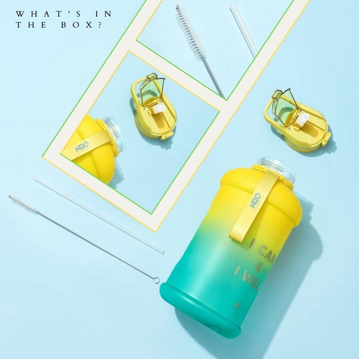 H2O Capsule - Vendita all'ingrosso Borracce - Fresh Avocado - Bottiglia d'acqua INSPO in capsule H2O da mezzo gallone con indicatore orario e cannuccia
