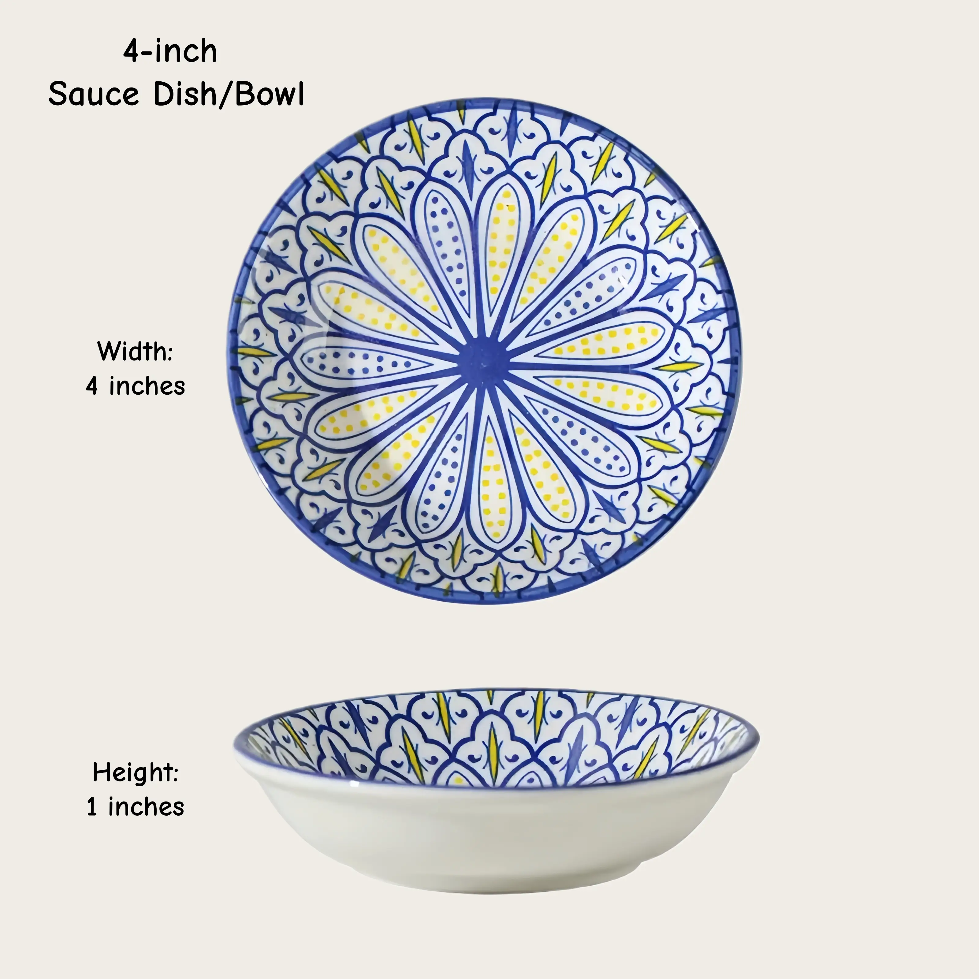 Otterware - Vente Bols à condiments/sauces - Plats à trempette en céramique style marocain (6 styles)38