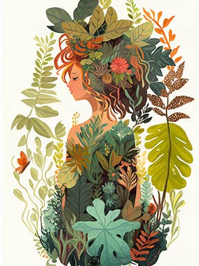 Plant Lady Botanical Art Print, Boho Feminist Wall Decor for wholesale by Starlene Designs