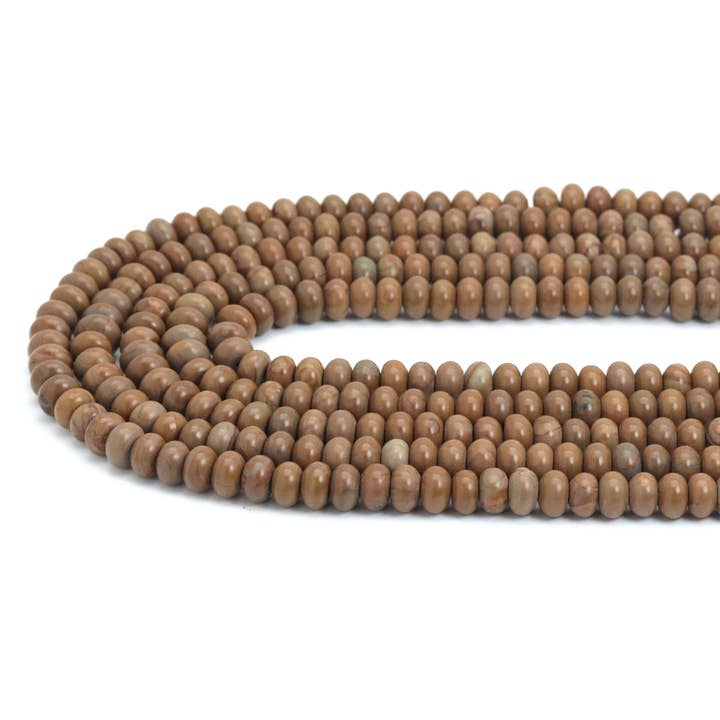 5x8mm Smooth Rondelle Wood Agate Beads, Sku#U2063 for wholesale by BestBeads&Beyond