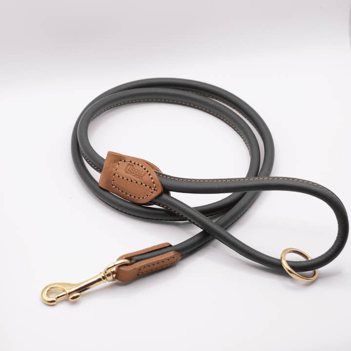 Rolled Soft Leather Dog Lead Racing Green for wholesale by Dogs and Horses