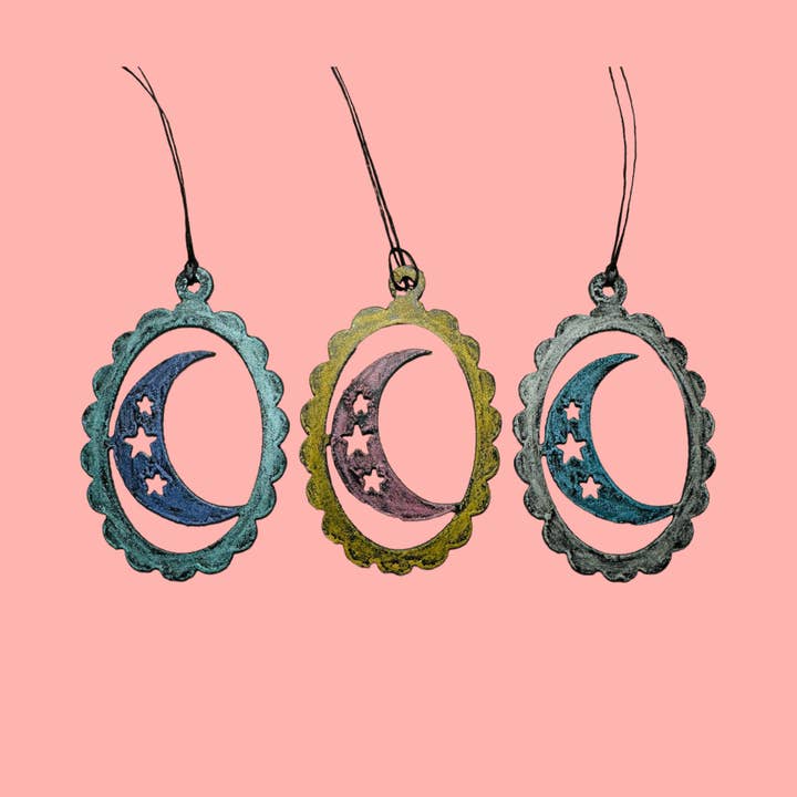 Whimsies - Wholesale Ornament - MOON ornament cute metal gifts Celestial Hippie gift USA eco2
