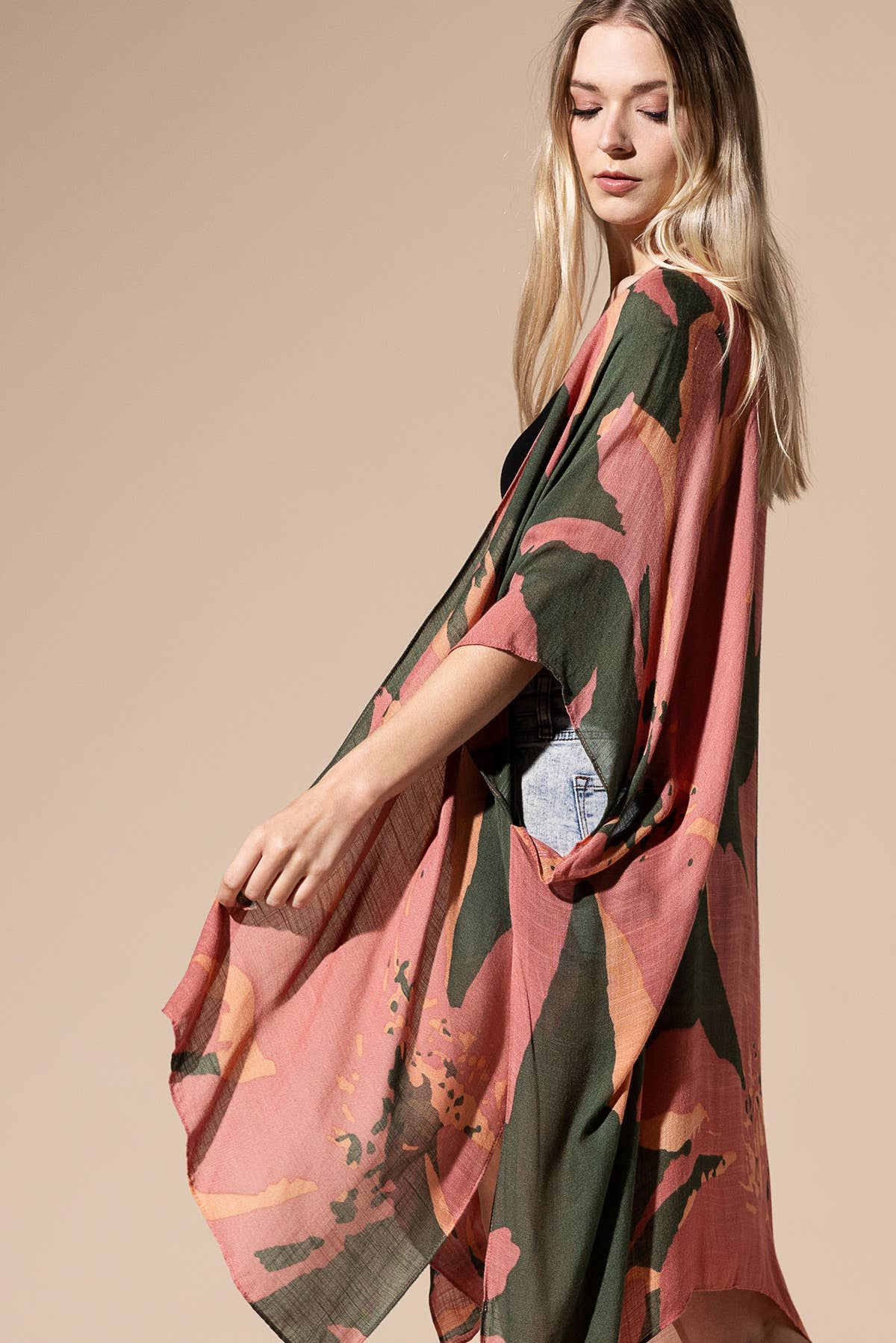 Urbanista - Vente Kimono – femme - Kimono long à imprimé floral ample5