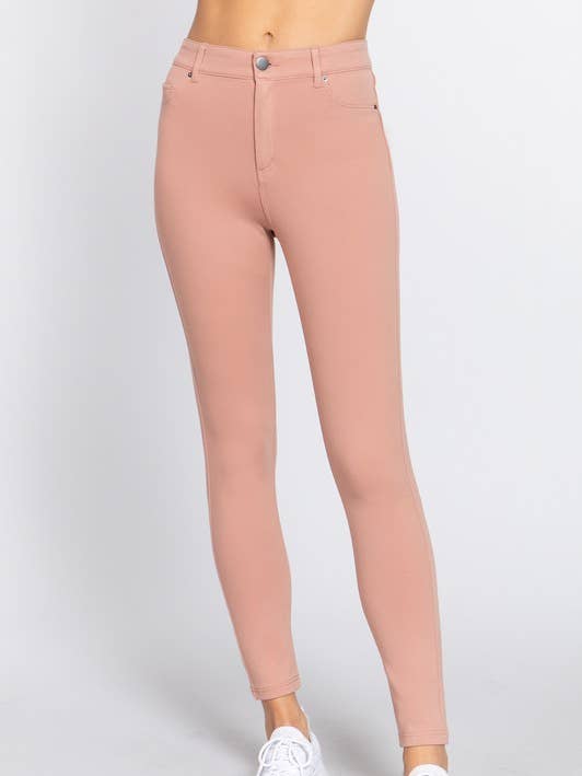Pantalon skinny à taille mi-haute en point de forme 5 poches pour la vente par Active Basic | Active USA