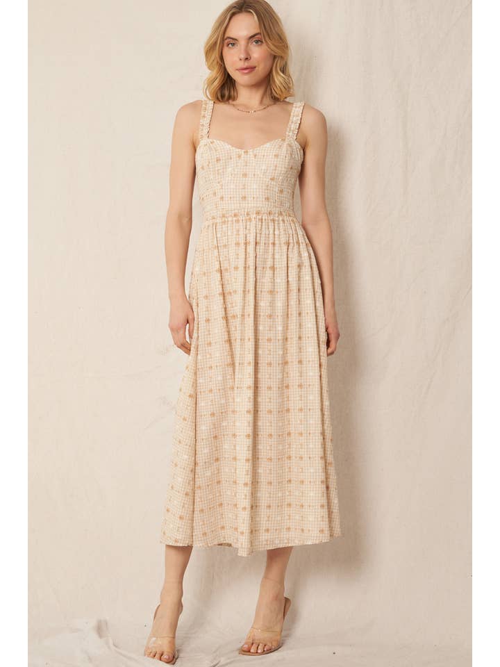 En Crème - Wholesale Dress - Women's - Sweetheart Neckline Maxi Dress with Lurex