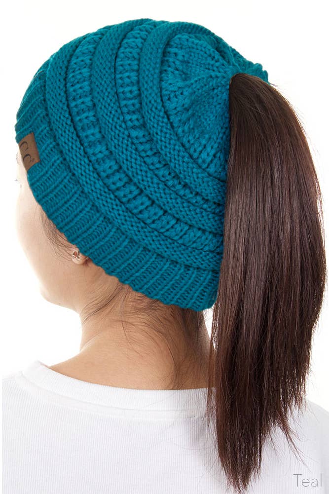 Hana - Wholesale Beanie - Women's - C.C Solid Color Ponytail Messy Bun Beanie29