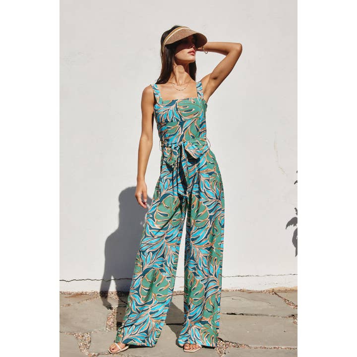 OASIS Monstera Medley Wide Strap Jumpsuit for wholesale on Faire