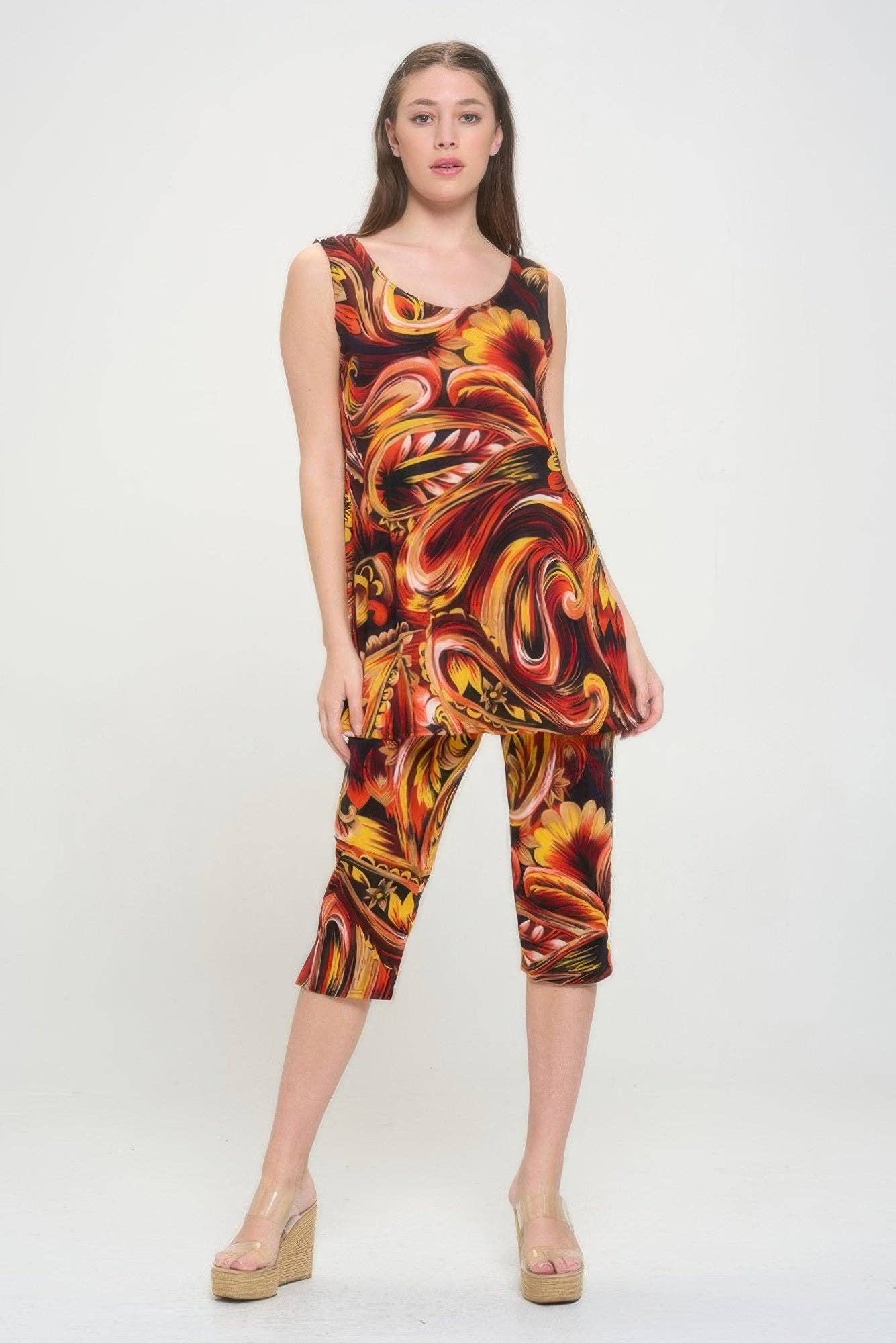 CC Wholesale Clothing - Vente Ensemble haut et pantalon (PAS d'intérieur) - Femme - Ensemble Débardeur et Pantalon Capri Grande Taille0