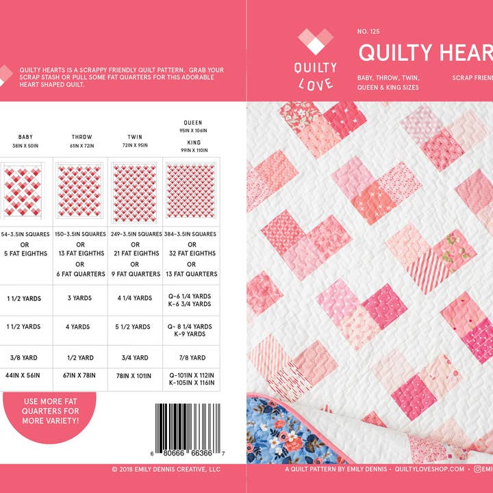 Quilty Love – wholesale Craft sewing kit – Quilty Hearts PAPER Quilt Pattern8