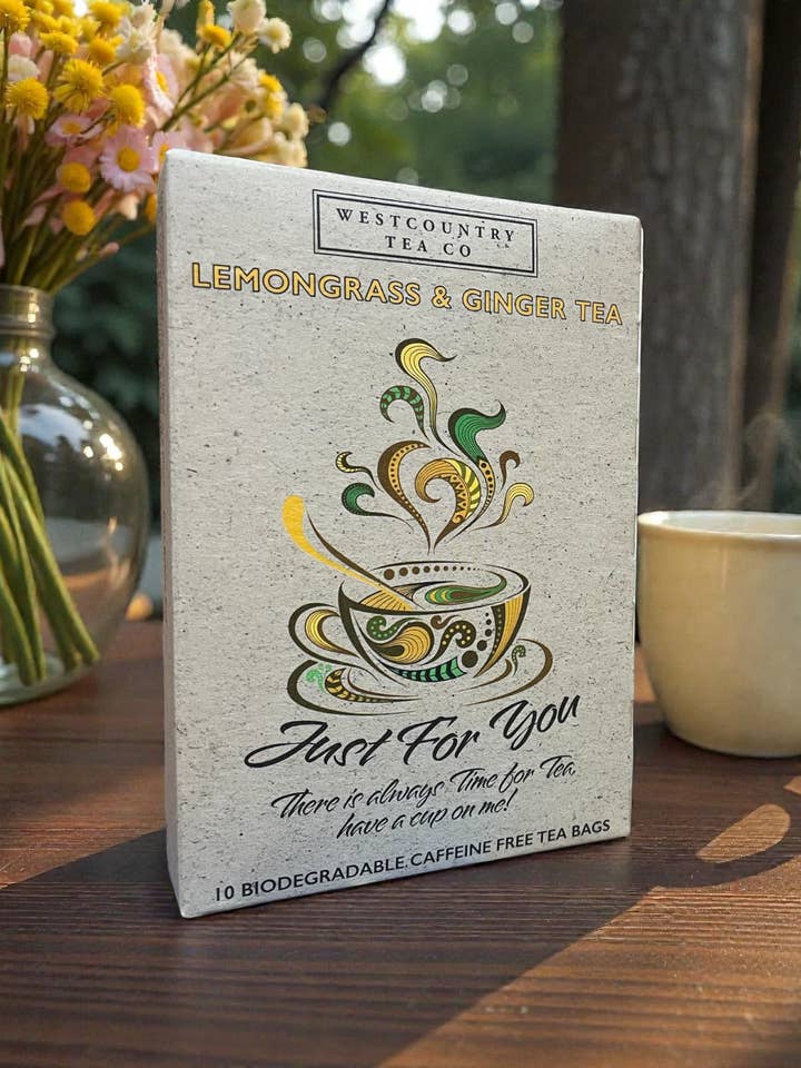 Lemongrass and Ginger Tea Just For You novelTEAcard Gift for wholesale by Westcountry Tea Co.