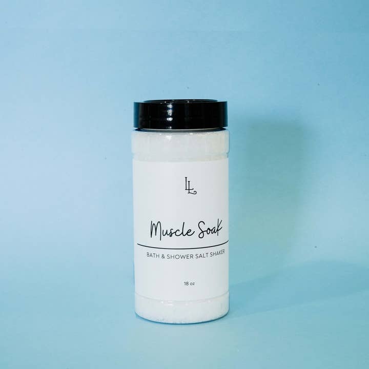 Salière pour bain et douche Muscle Soak pour la vente par LOCAL LATHER REFILLERY & SOAP SHOP