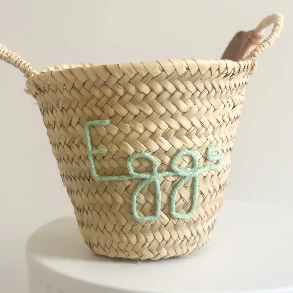 High crafty - Wholesale Basket - Kids & Baby - Mini Basket (Mint) – Handwoven Palm Leaf Easter Basket with 1